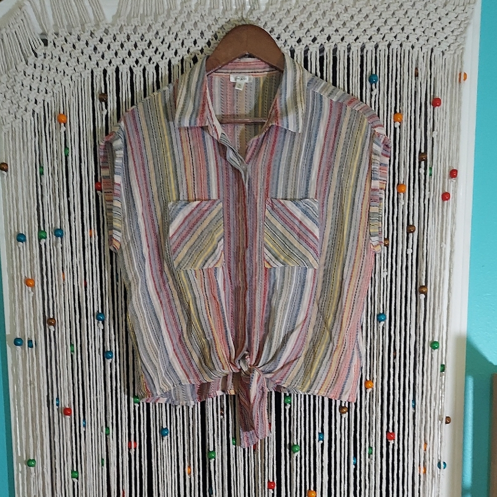 Striped Multicolor Button-Down Shirt